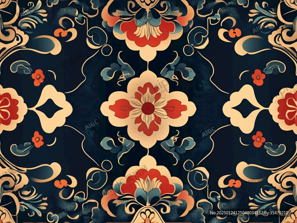 藍色印花古典圖案