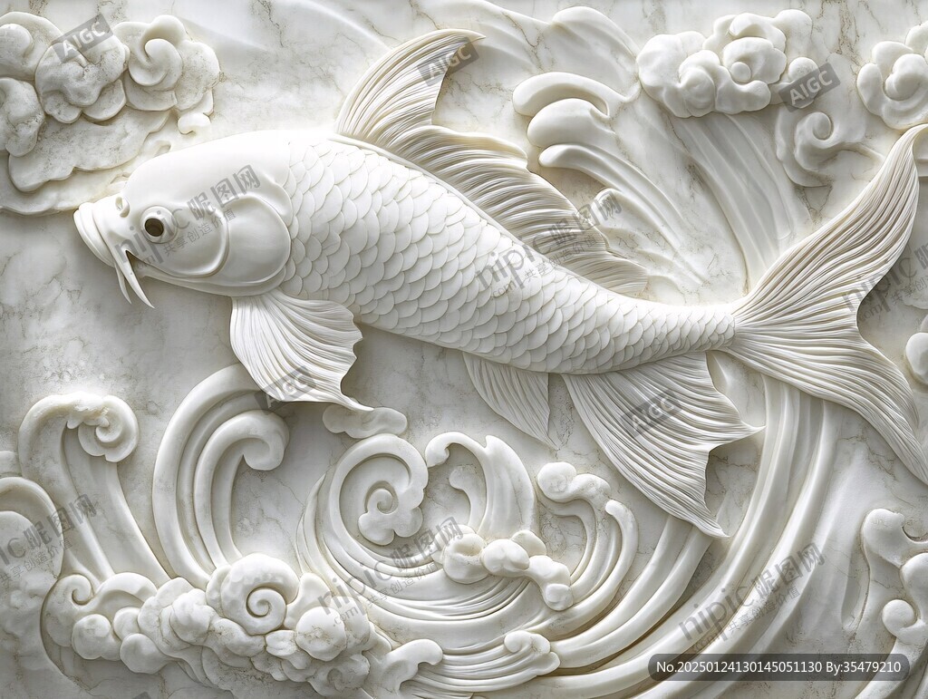 3d浮雕金魚鯉魚