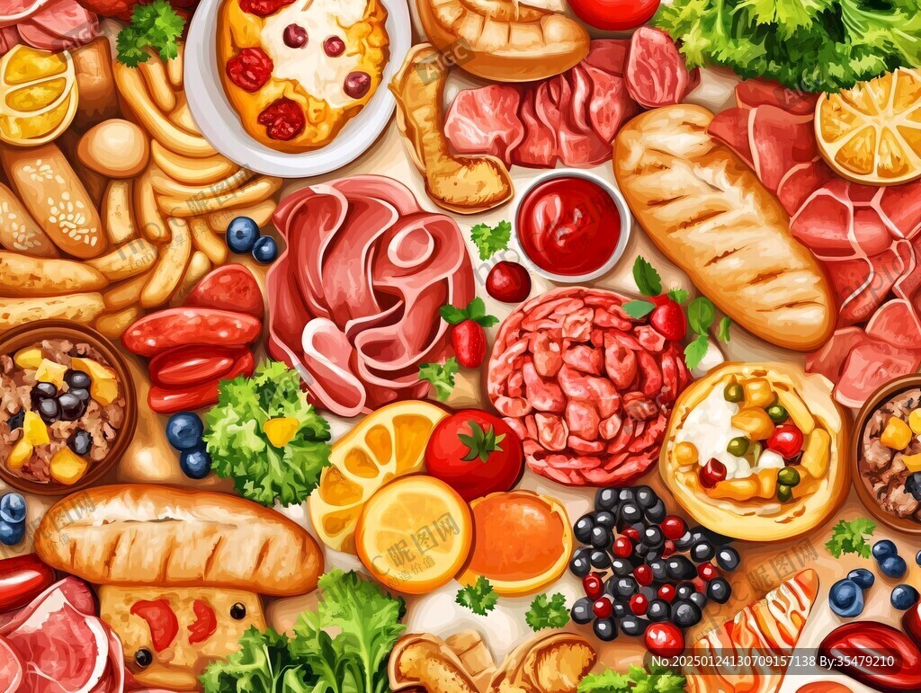 休閑食品插畫