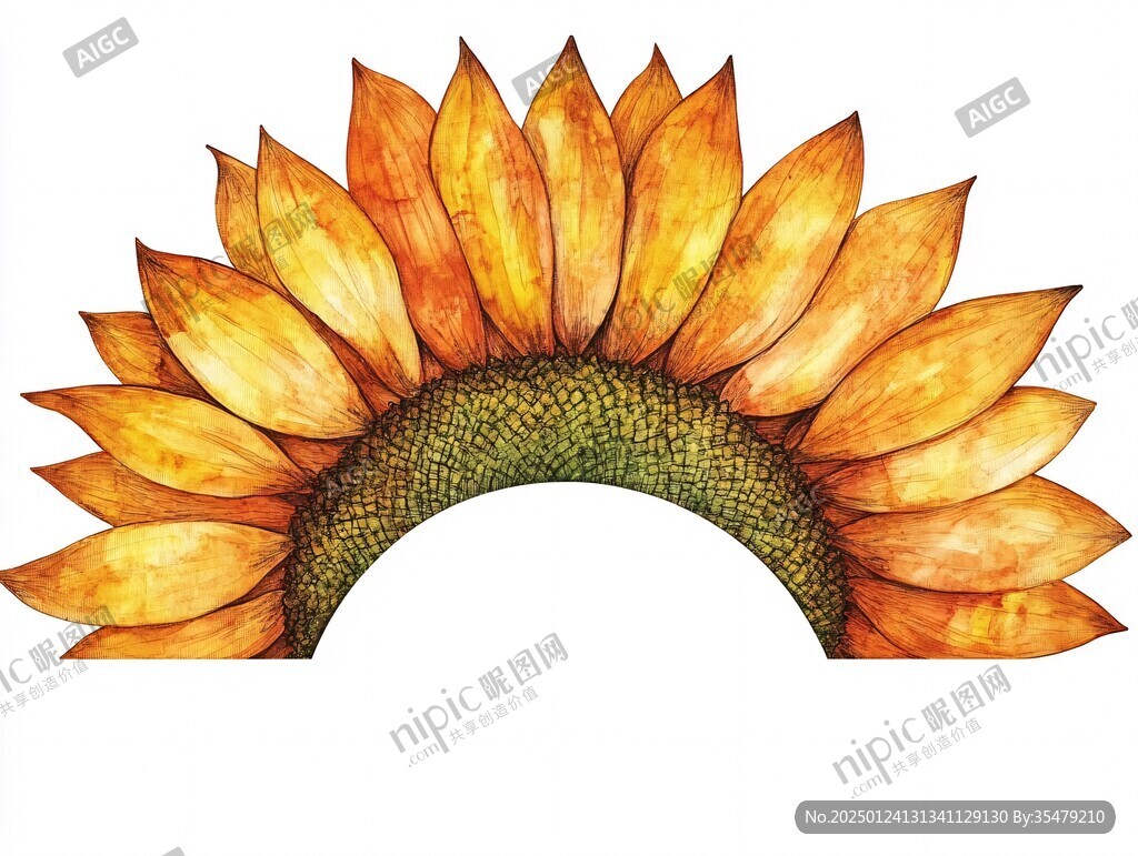 手繪水彩效果太陽花