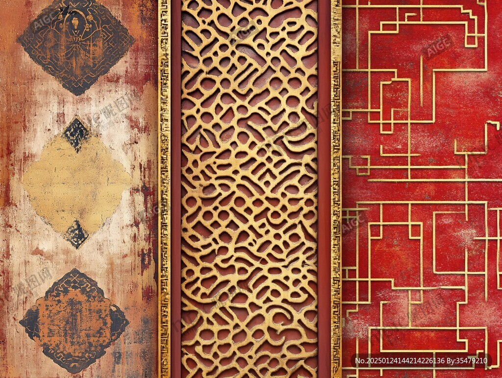 復(fù)古屏風(fēng)背景素材