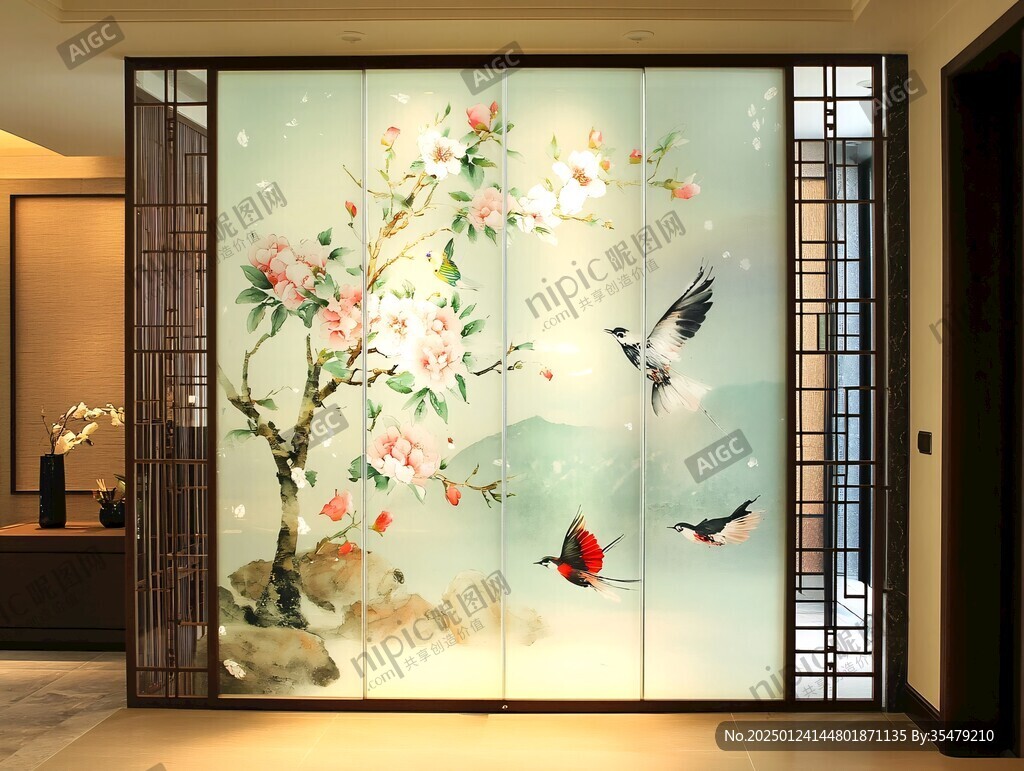 藝術(shù)玻璃花鳥(niǎo)畫(huà)
