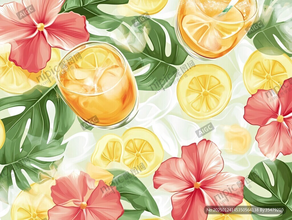 夏季冰飲插畫
