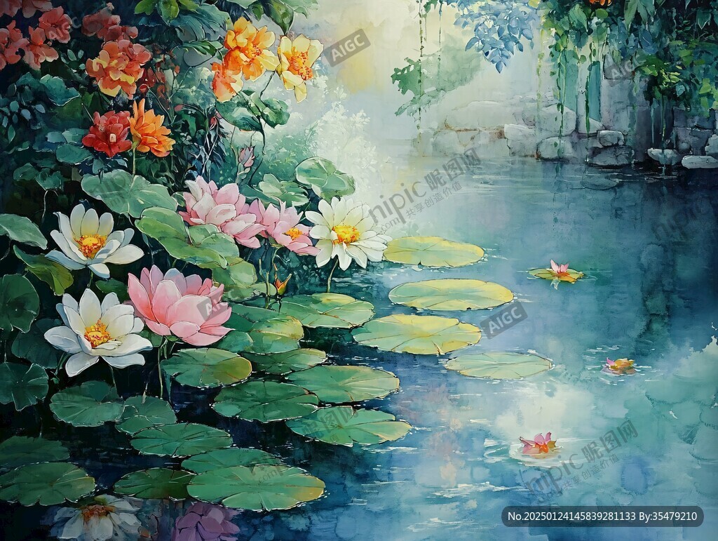 油畫(huà)荷塘月色