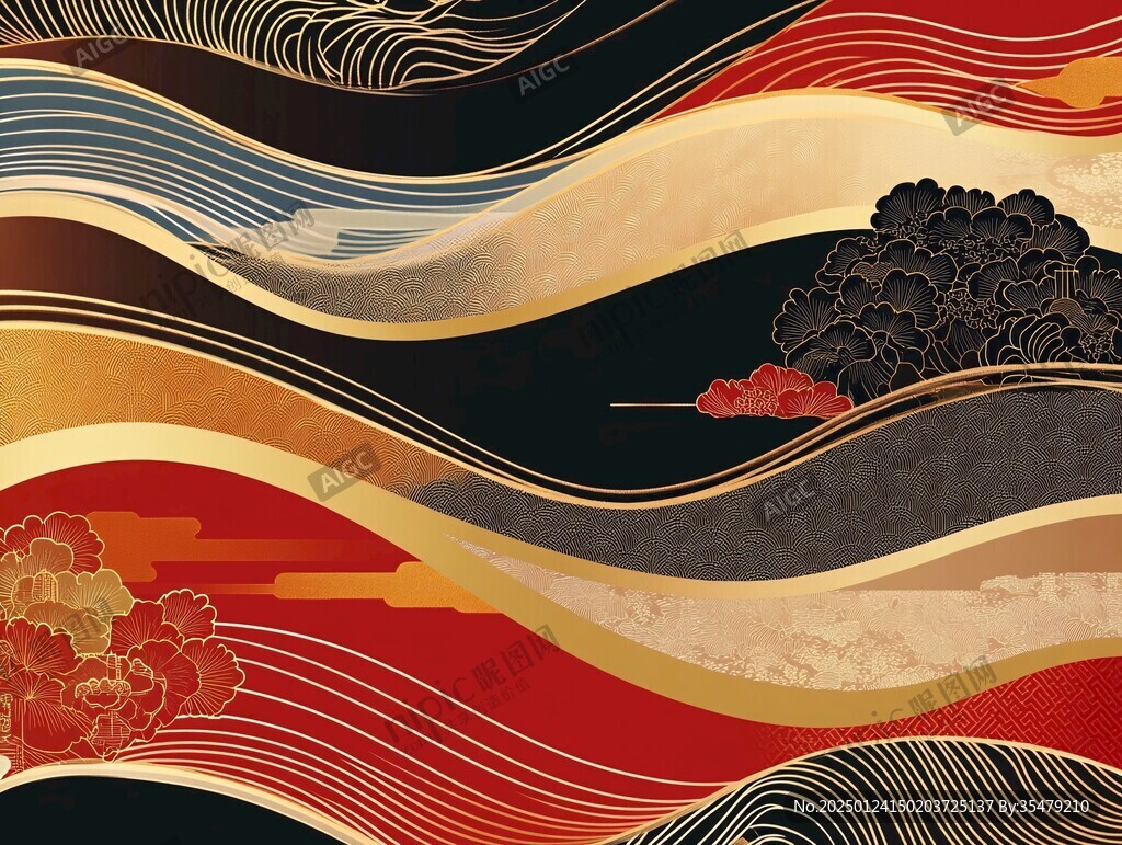 日式浪花背景