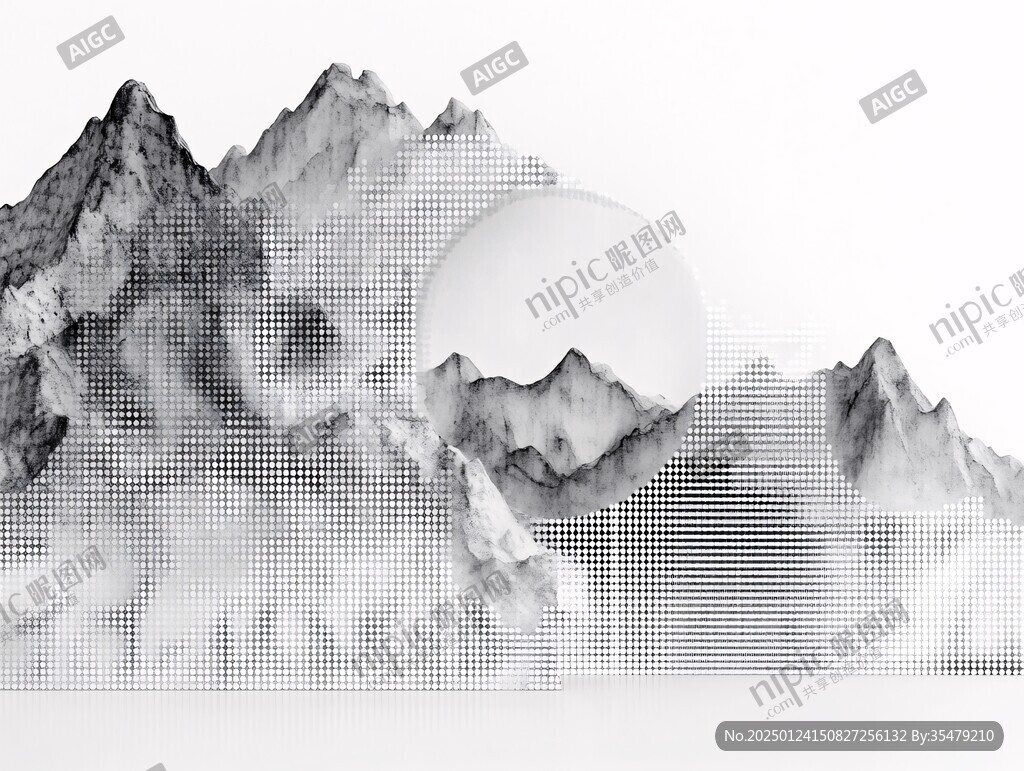 新中式山水水墨山