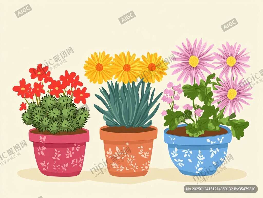 卡通花朵盆栽