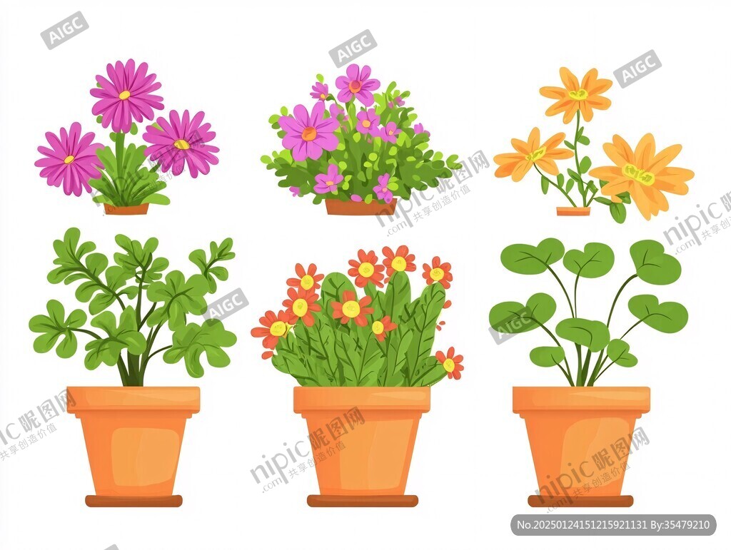 盆栽植物插畫