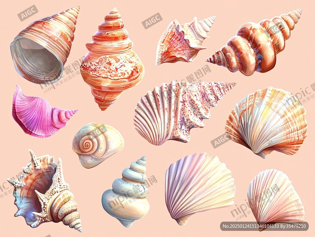 貝殼插畫元素
