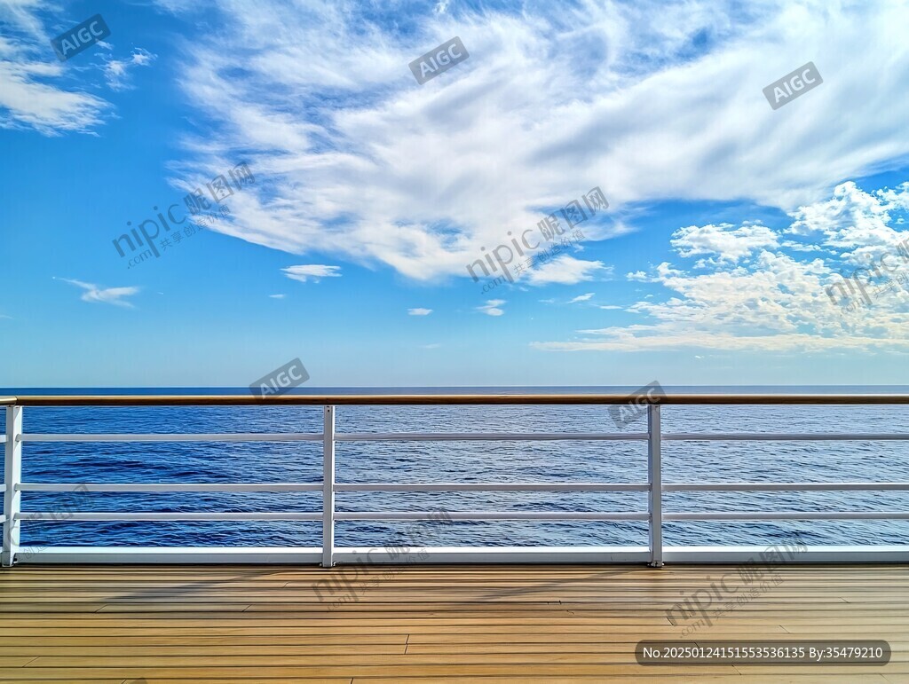 藍天白云海景棧道