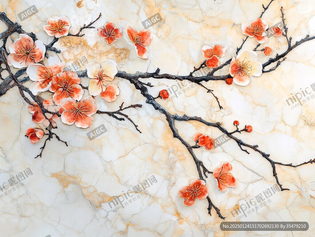 大理石材質(zhì)板材背景花