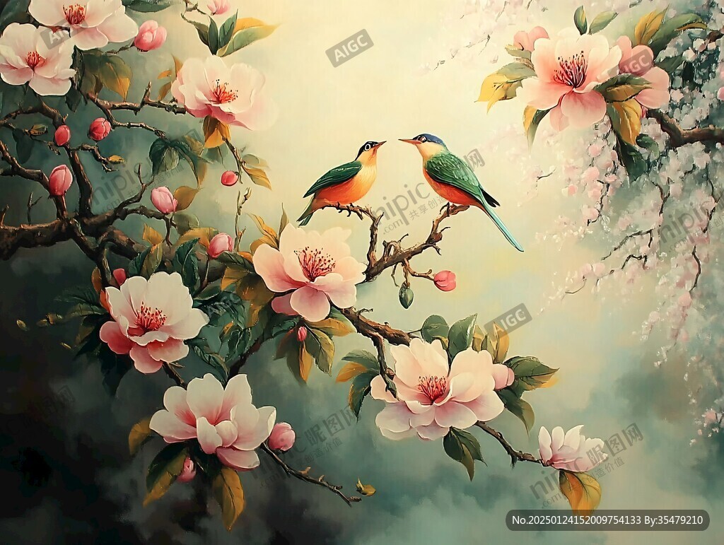 唯美花鳥風景畫