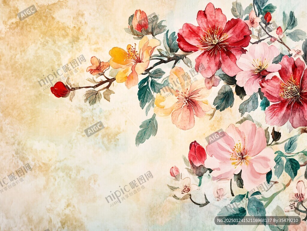 水彩梅花墻紙