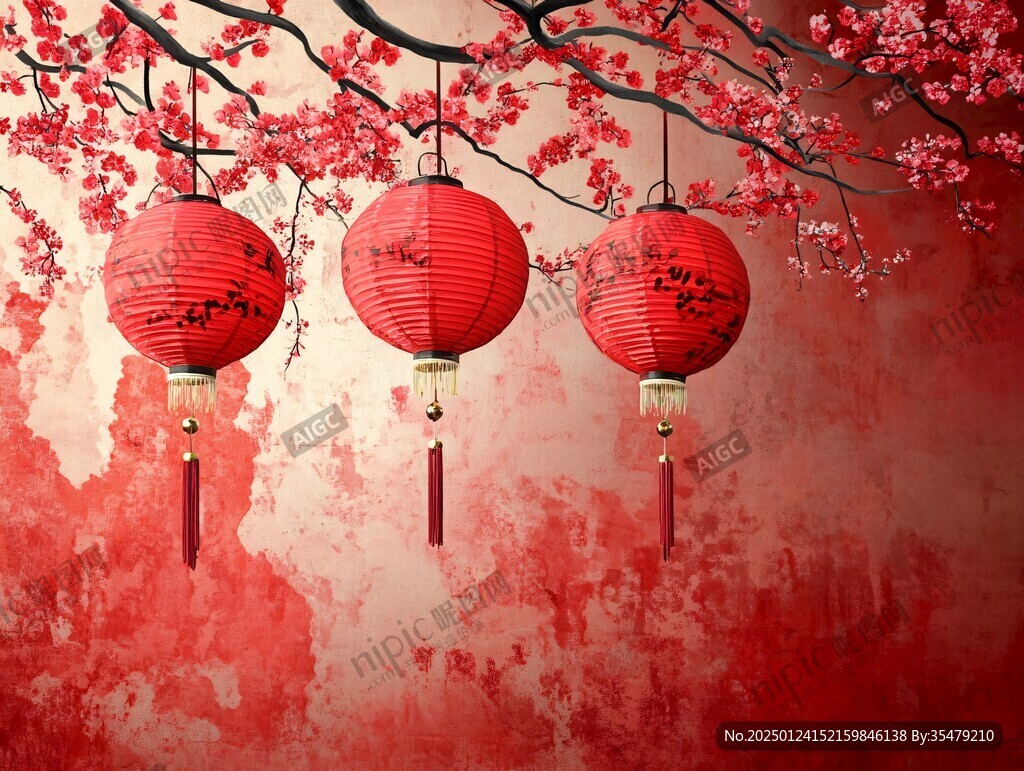 燈籠梅花背景圖