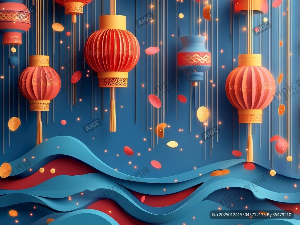 飄帶節(jié)日氛圍海報