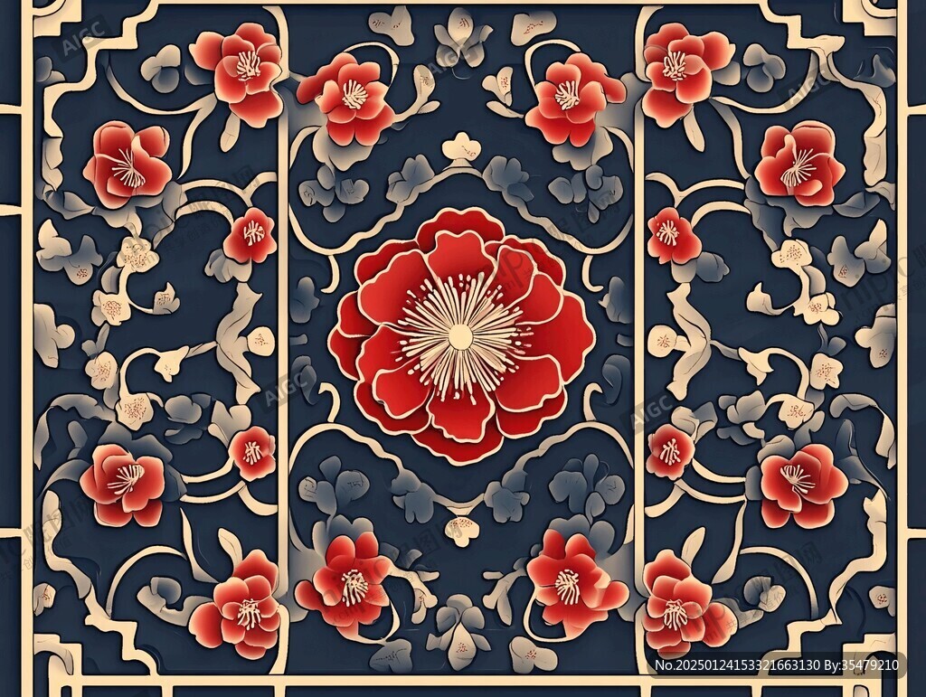 紅藍(lán)中式雕花