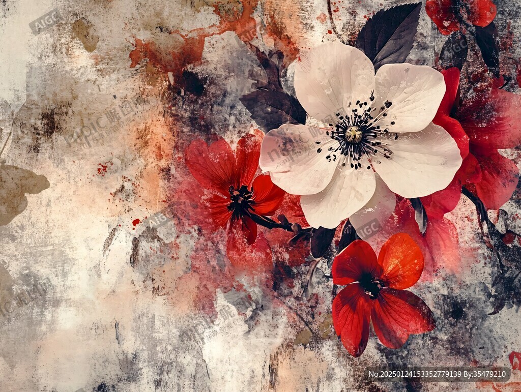 現(xiàn)代花卉肌理裝飾畫