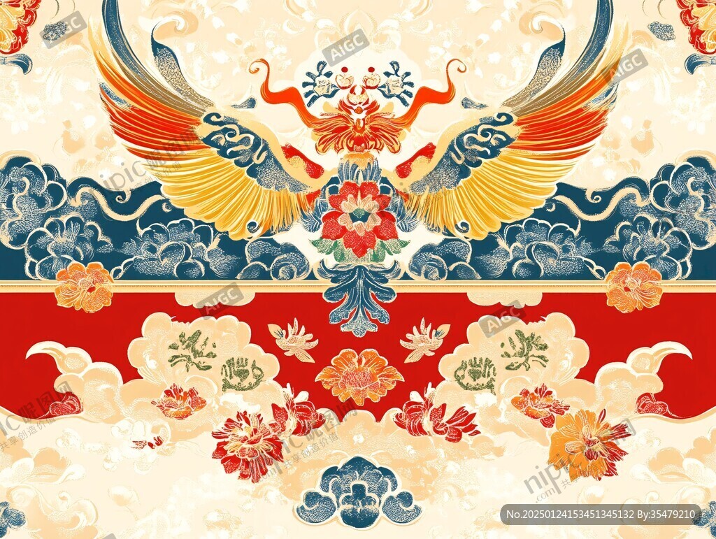 鳳凰牡丹圖案