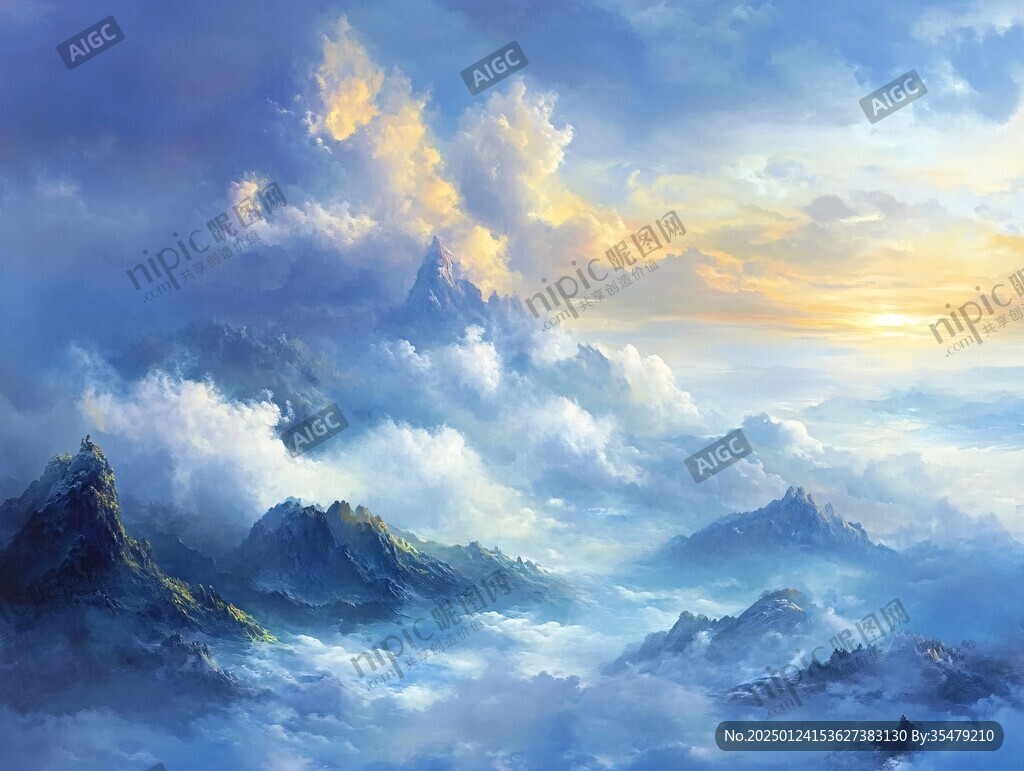 云海油畫素材