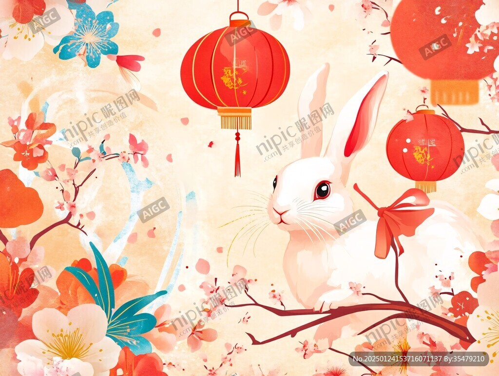 兔年中式插畫