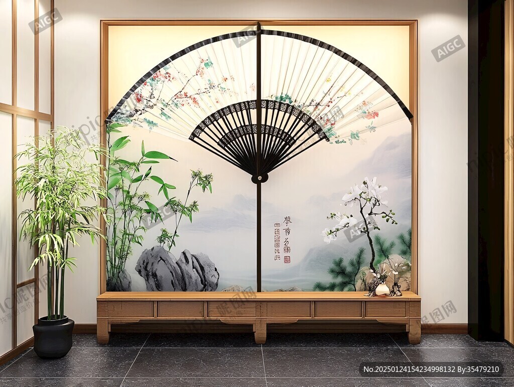 客廳迎客松背景墻