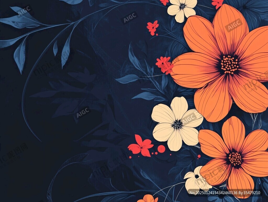深色底花稿