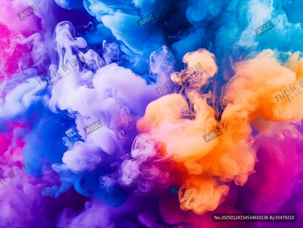 繪畫夢幻煙霧五彩