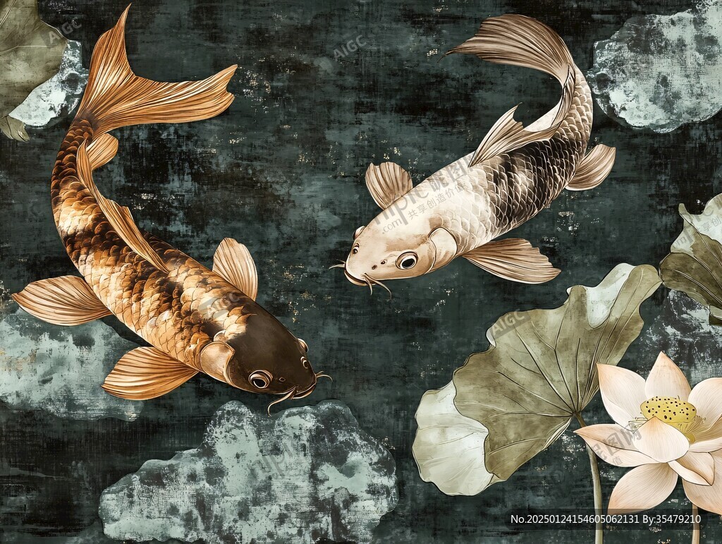 現代鯉魚壁畫