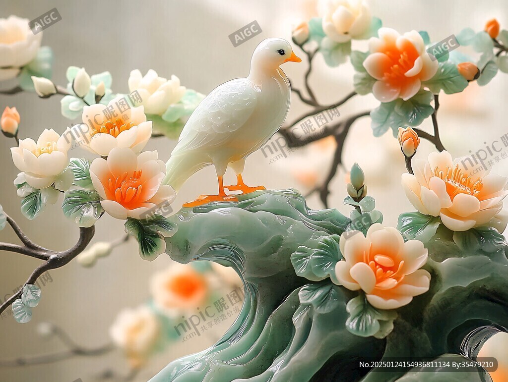 3d立體浮雕花鳥