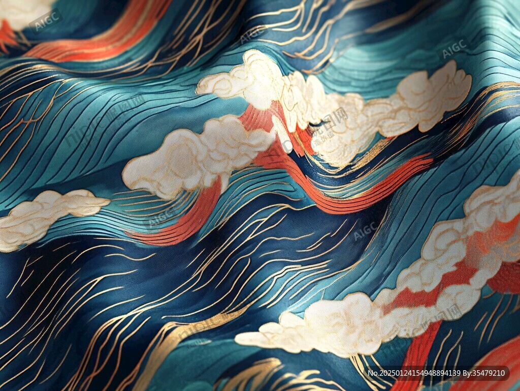 古風(fēng)海浪包裝插畫