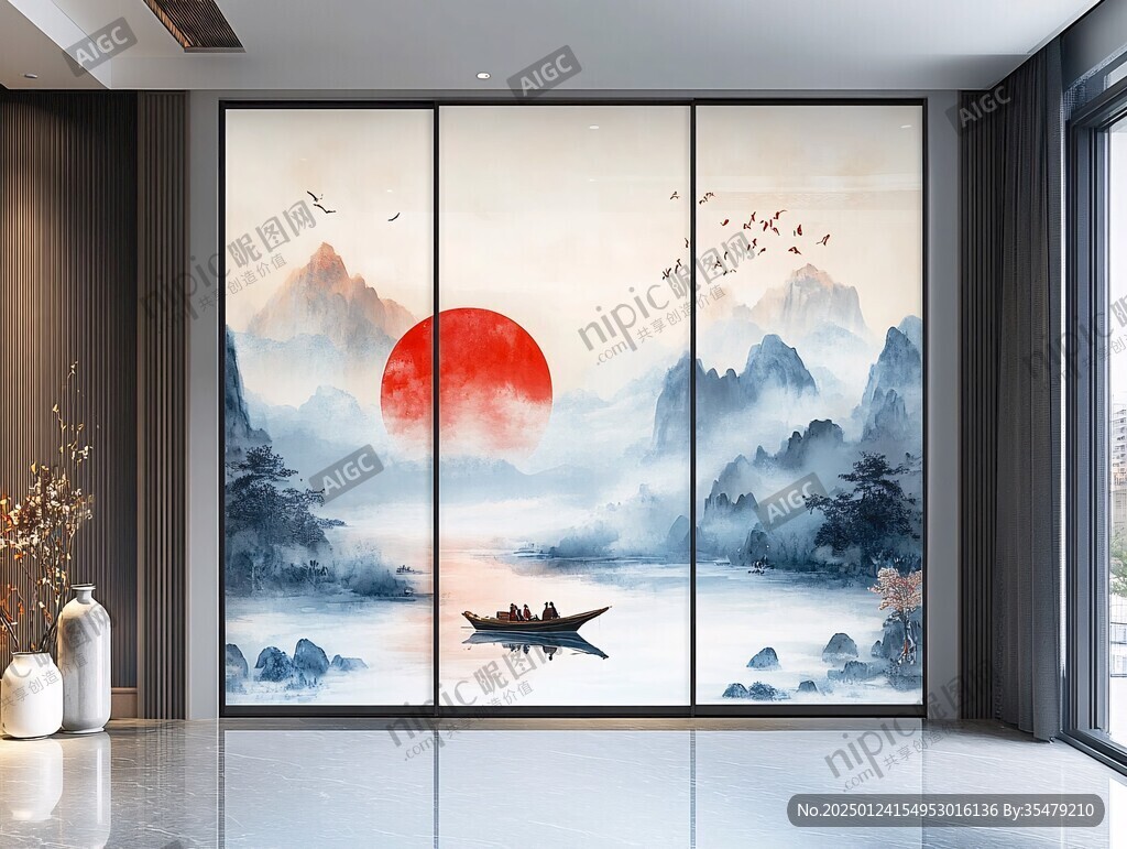 巨幅現(xiàn)代山水屏風(fēng)