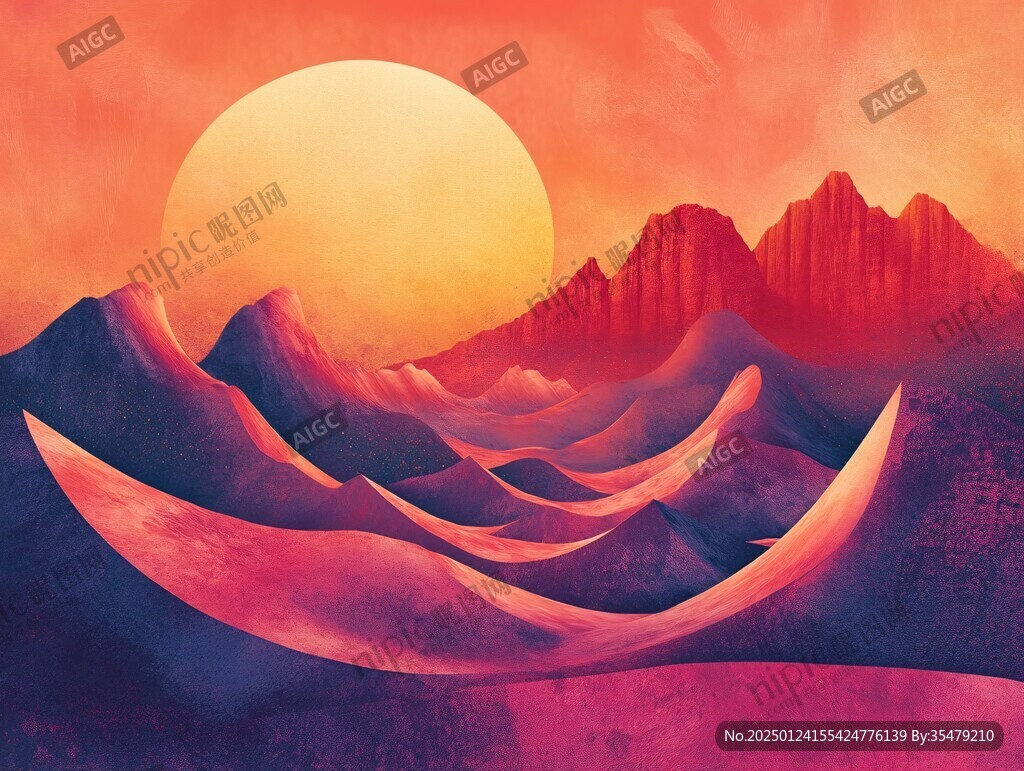 粉紅色的超現實山脈
