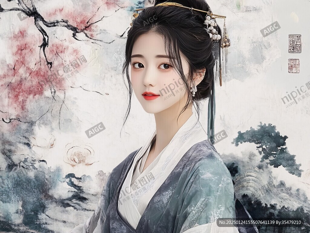 漢服美女插畫