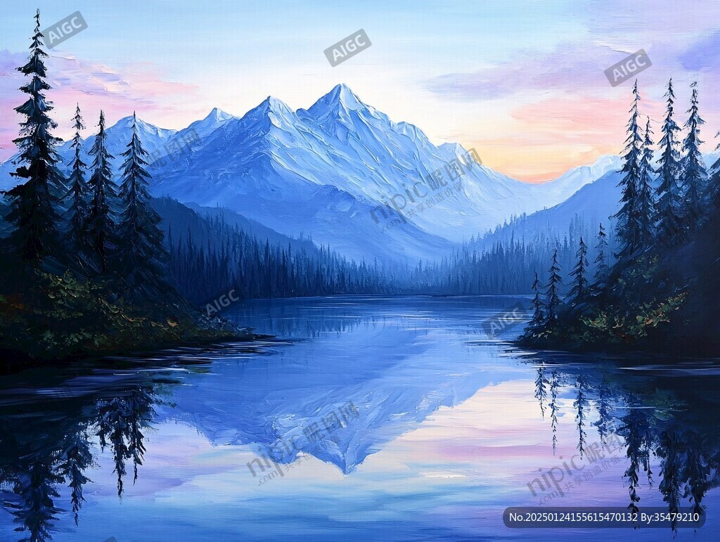 山湖插畫