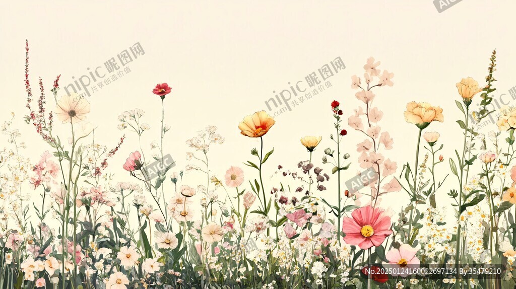 花叢插畫