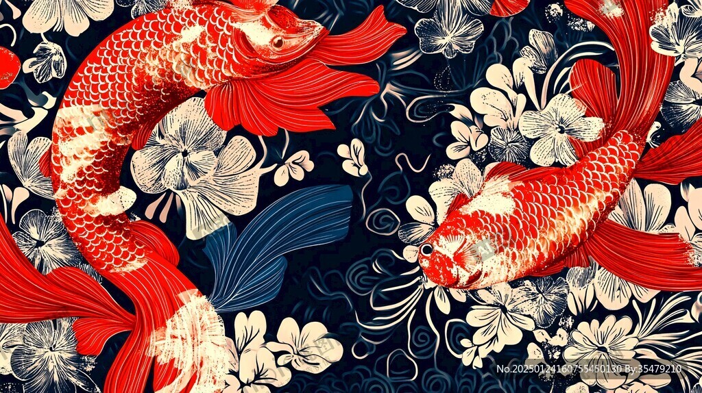 中式風格紅鯉魚