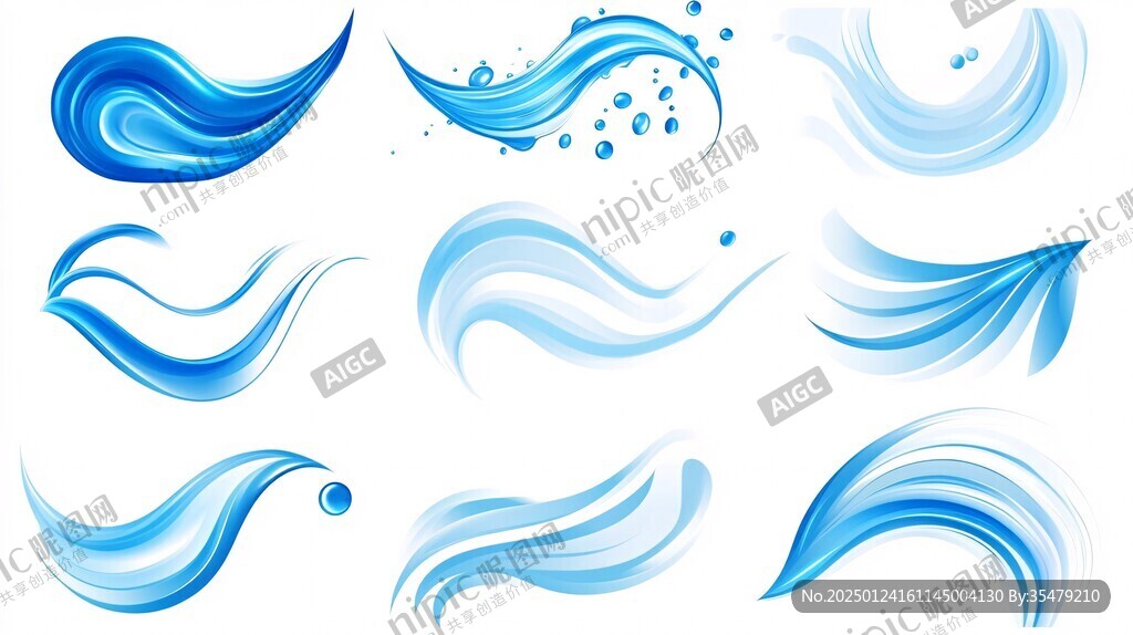 線描水波紋動感波浪紋