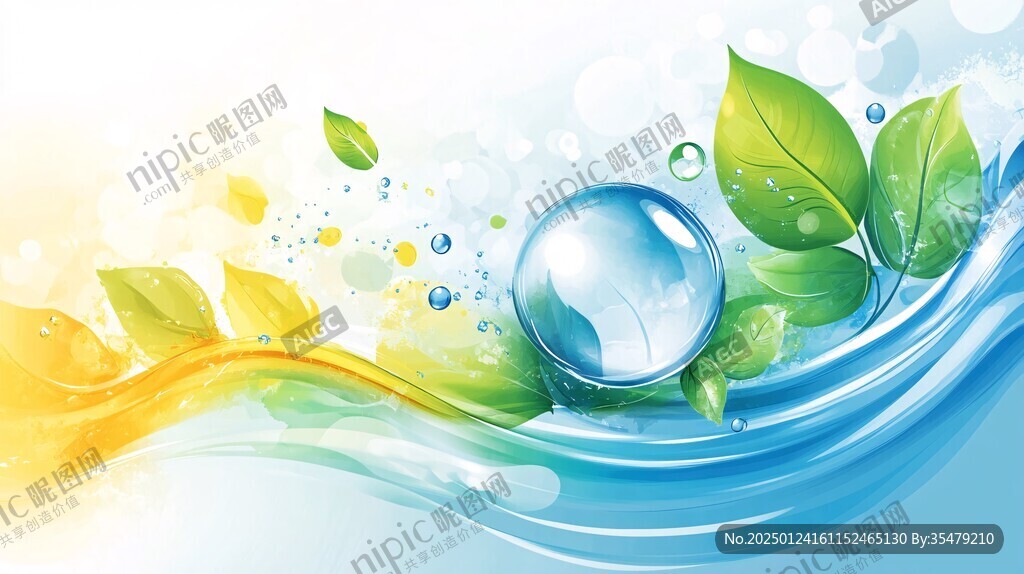 水珠綠葉環(huán)保素材