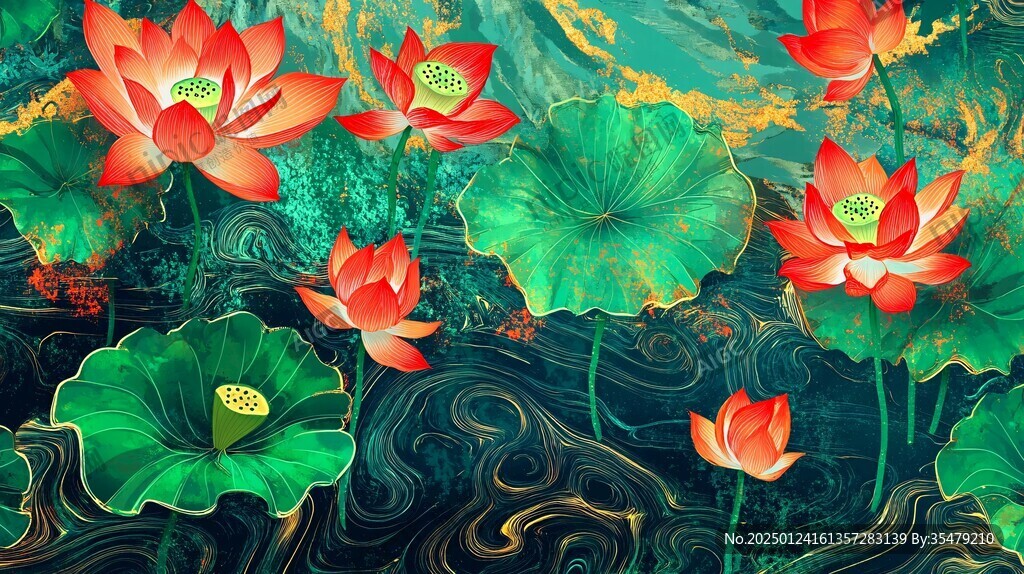 荷花海浪背景