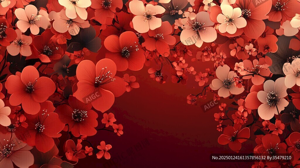 簡紅大氣花朵