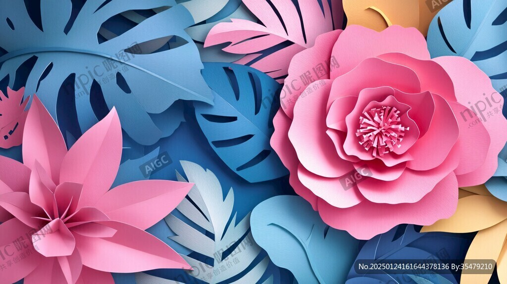 3d浮雕繽紛花卉