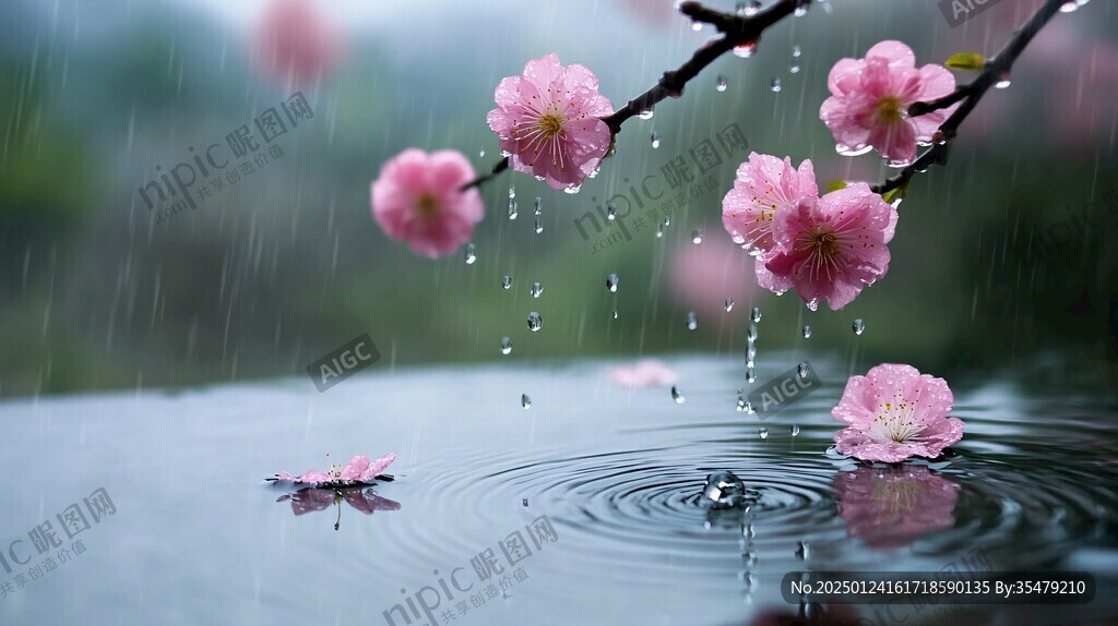 雨中的桃花