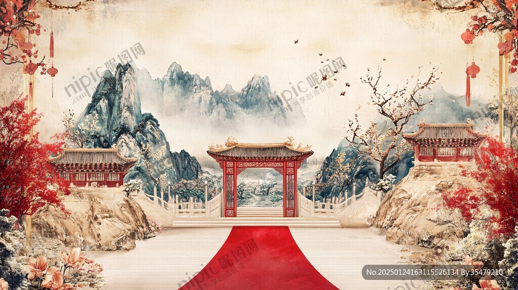 新中式婚禮迎賓區(qū)通道