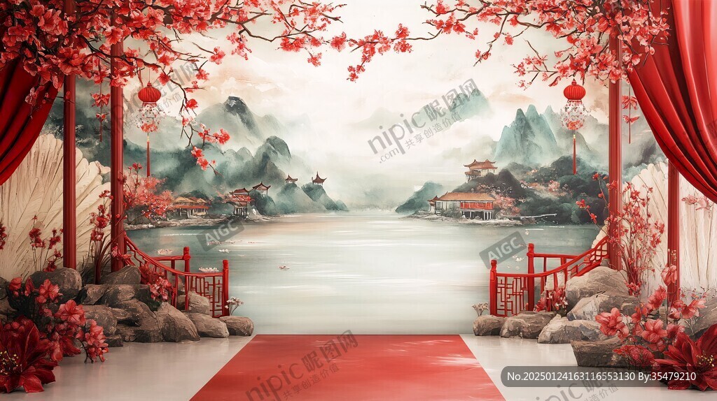 山水畫新中式婚禮