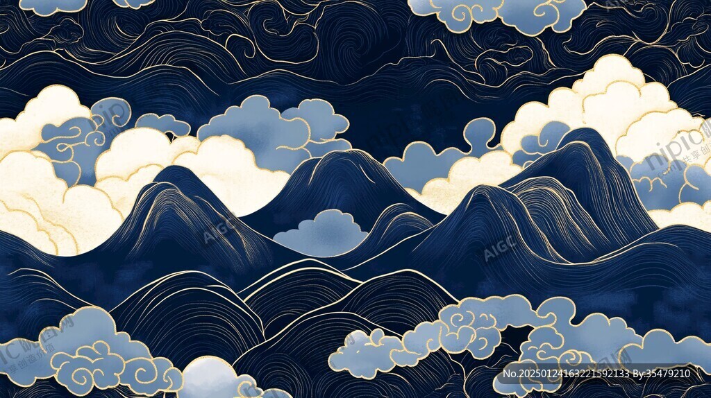 吉祥海水山崖紋