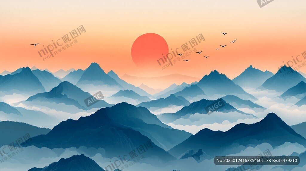 旭日東升插畫