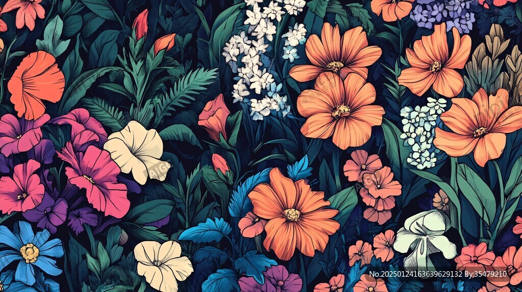 彩色花卉植物背景