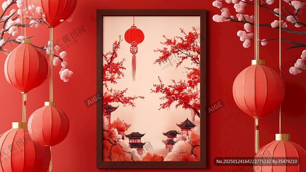 傳統(tǒng)節(jié)日裱畫喜慶背景