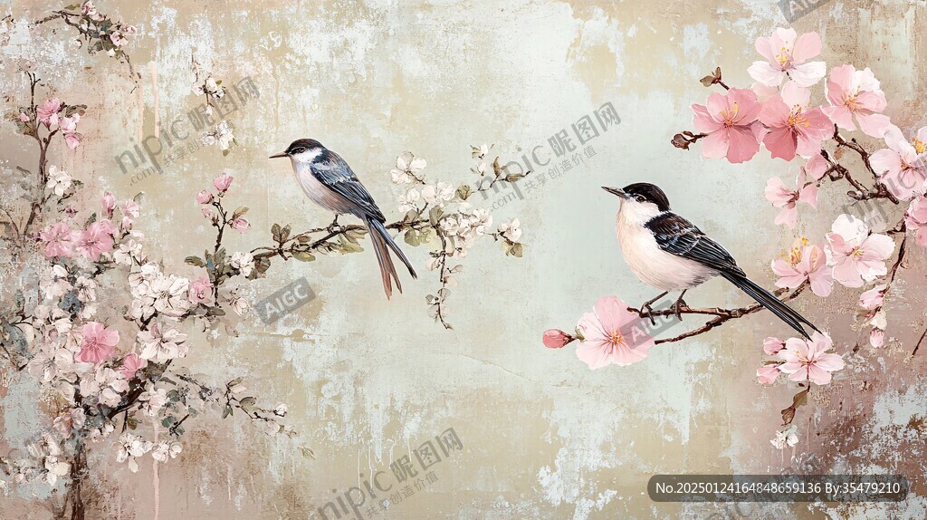 唯美花鳥背景