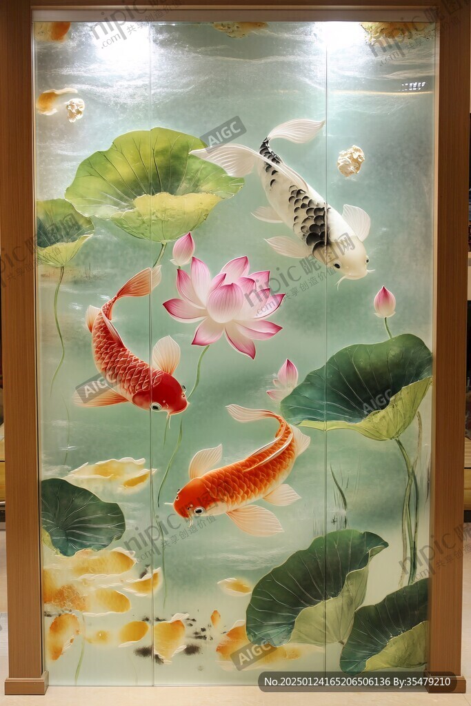 荷花魚(yú)屏風(fēng)